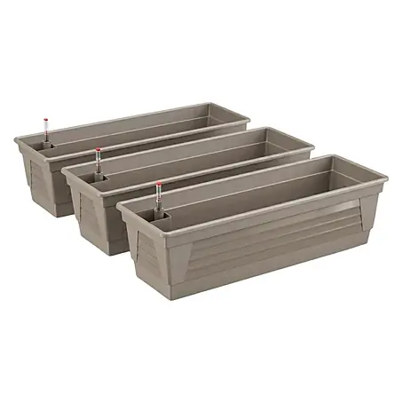 Plastard  Pflanzkasten 3er-Set 100 cm Seidengrau - mit Bewässerungssystem