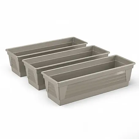 Plastard  Pflanzkasten 3er Set 100 cm Seidengrau, Pflanzkasten Balkonkasten