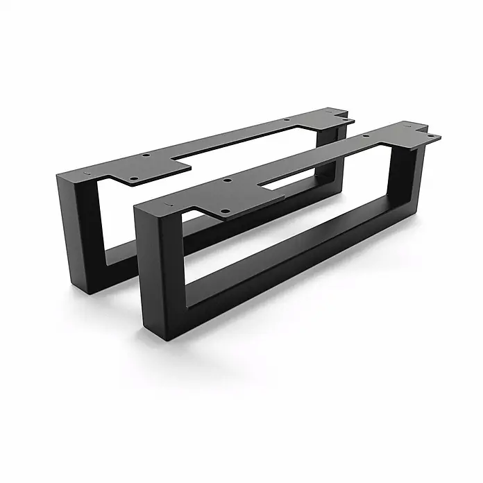 HEVVA Möbelfuß-Set GRAZ - L x B x H: 35 x 3 x 10 cm, Metall, 2 Stk. - Zwei schwarze U-förmige Möbelfüße aus Metall mit vorgebohrten Montageplatten.