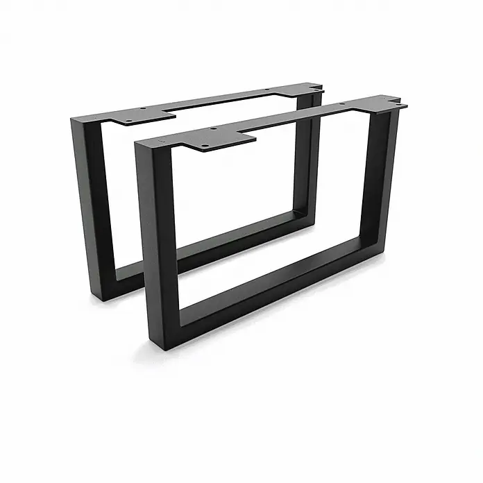 HEVVA Möbelfuß-Set GRAZ - L x B x H: 35 x 3 x 20 cm, Metall, 2 Stk. - Zwei schwarze U-förmige Tischbeine aus Metall mit Montageplatten.