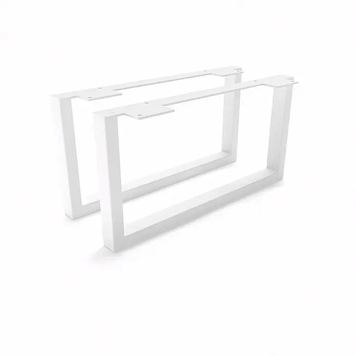 HEVVA Möbelfuß-Set GRAZ - L x B x H: 40 x 3 x 20 cm, Metall, 2 Stk. - Zwei weiße, rechteckige Metall-Tischbeine mit Montageplatten.