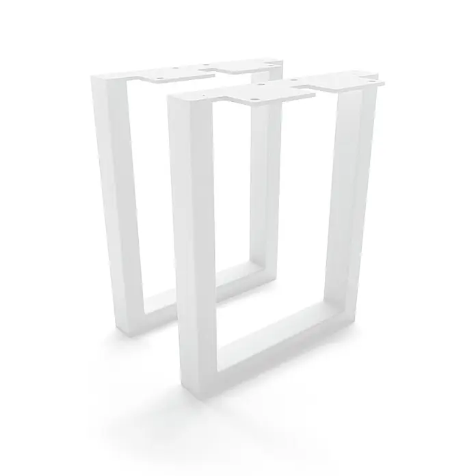 HEVVA Möbelfuß-Set GRAZ - L x B x H: 20 x 3 x 25 cm, Metall, 2 Stk. - Zwei weiße U-förmige Metall-Tischbeine für DIY-Möbelprojekte.