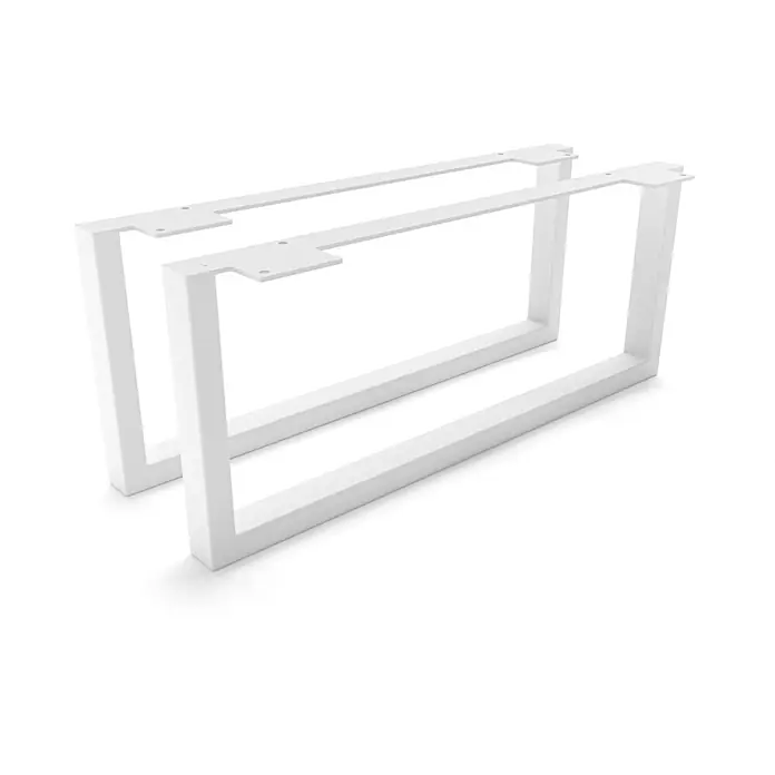 HEVVA Möbelfuß-Set GRAZ - L x B x H: 50 x 3 x 20 cm, Metall, 2 Stk. - Zwei weiße U-förmige Tischbeine aus Metall mit vorgebohrten Montageplatten.