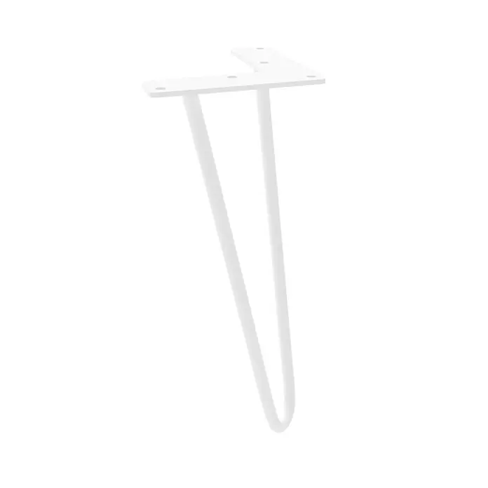 HEVVA Möbelfuß NEAPEL Haarnadelbein - Metall - Weißes Metall-Hairpin-Möbelbein mit Montageplatte.