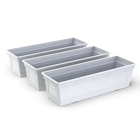 Plastard  Pflanzkasten 3er Set 60 cm Weiß, Pflanzkasten, Balkonkasten