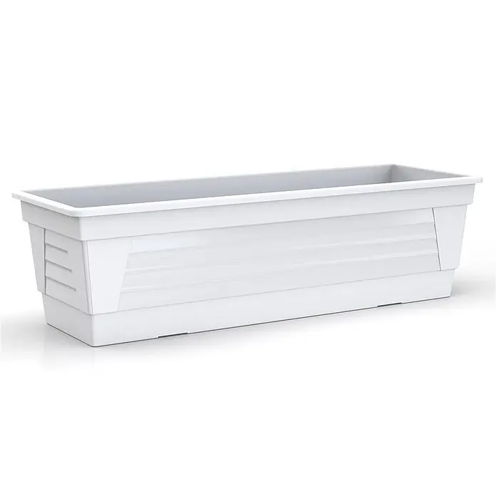 Plastard Pflanzkasten 80 cm Weiß, Pflanzkasten, Balkonkasten - 1 Stk., Außenmaß (L x B x H): 80 x 21 x 17 cm, Kunststoff, Weiß - Weißer rechteckiger Pflanzkasten aus Kunststoff mit Lattenmuster.