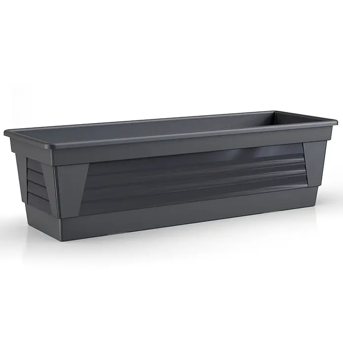 Plastard Pflanzkasten 100 cm Anthrazit, Pflanzkasten, Balkonkasten - 1 Stk., Außenmaß (L x B x H): 100 x 21 x 17 cm, Kunststoff, Anthrazit - Anthrazitfarbener, rechteckiger Kunststoff-Pflanzkasten mit gerippten Details.
