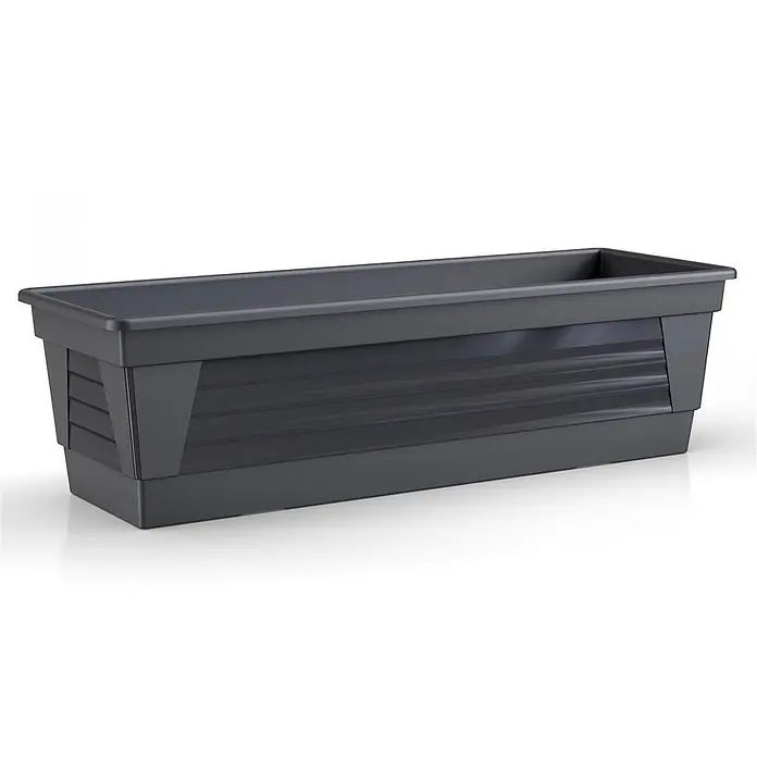 Plastard Pflanzkasten 100 cm Anthrazit, Pflanzkasten, Balkonkasten - 1 Stk., Außenmaß (L x B x H): 100 x 21 x 17 cm, Kunststoff, Anthrazit - Langer, dunkelgrauer, rechteckiger Blumenkasten aus Kunststoff mit gerippter Vorderseite.