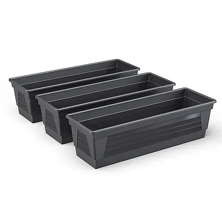 Plastard  Pflanzkasten 3er Set 60 cm Anthrazit, Pflanzkasten, Balkonkasten
