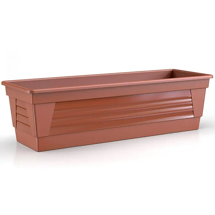 Plastard Pflanzkasten 100 cm Terrakotta, Pflanzkasten, Balkonkasten - 1 Stk., Außenmaß (L x B x H): 100 x 21 x 17 cm, Kunststoff, Terrakotta - Rechteckiger, brauner Kunststoff-Blumenkasten mit geripptem Design an den Seiten.