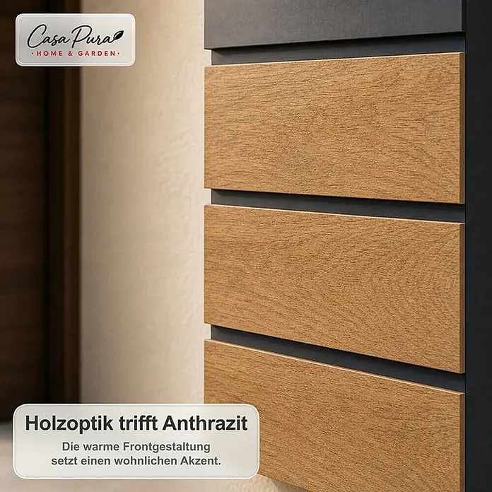 Floordirekt Wandbriefkasten Roland - L x B x H: 13 x 37 x 41 cm, Anthrazit, Stahl, Zeitungsfach - Holzoptik-Briefkasten oder Schrank mit Anthrazitrahmen. Die warme Frontgestaltung setzt einen wohnlichen Akzent.