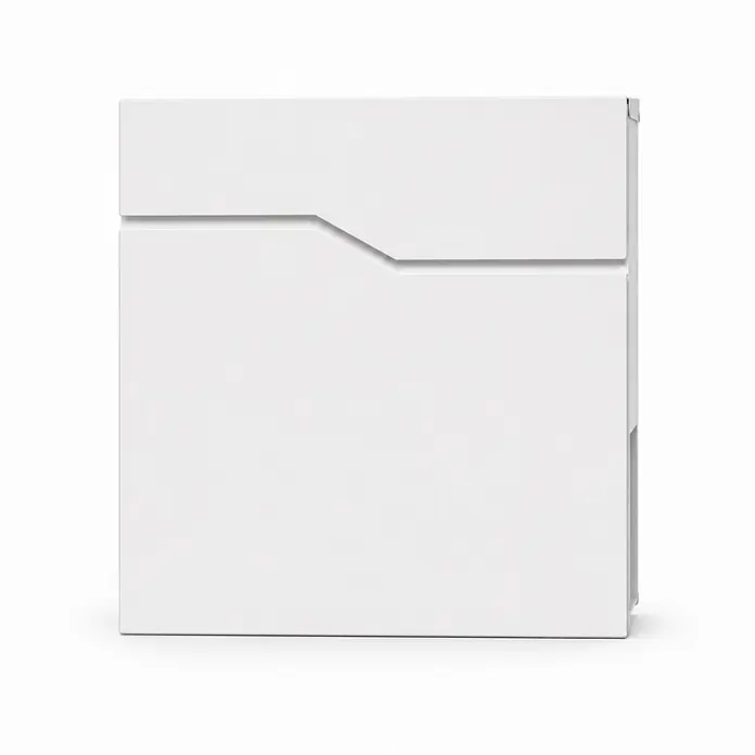 Floordirekt Wandbriefkasten Claude - L x B x H: 10,5 x 37 x 37 cm, Weiß, Stahl, Zeitungsfach - Weißer moderner Wandbriefkasten mit einer markanten diagonalen Linie auf der Vorderseite.