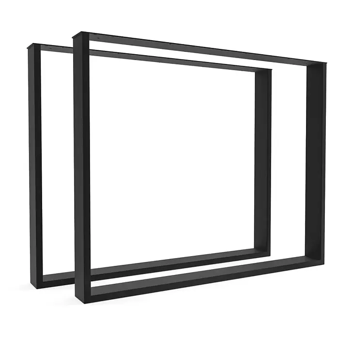 HEVVA Tischgestell BASEL - L x B x H: 90 x 8 x 72 cm, Metall - Zwei schwarze rechteckige Metall-Tischbeine.