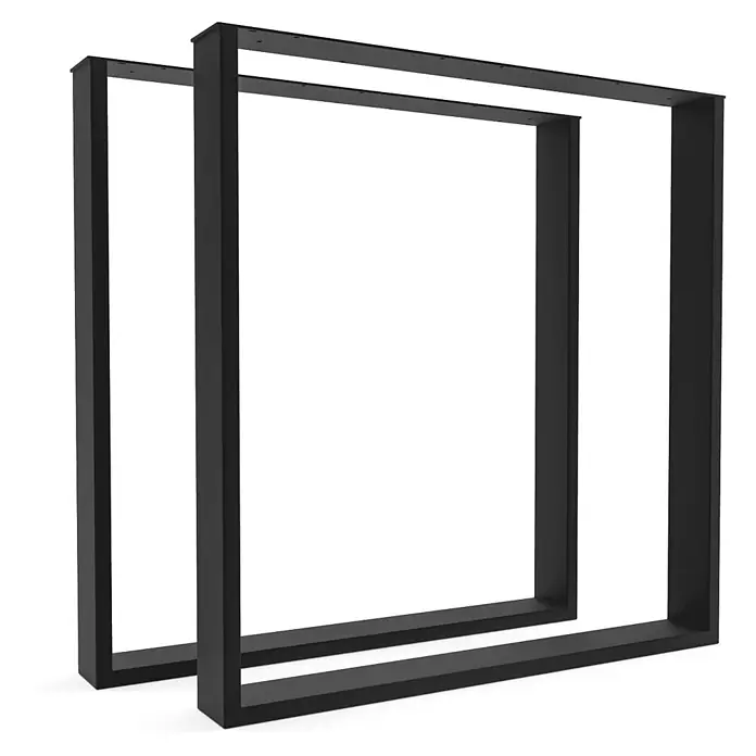 HEVVA Tischgestell BASEL - L x B x H: 70 x 8 x 72 cm, Metall - Zwei schwarze, rechteckige Metall-Tischbeine.