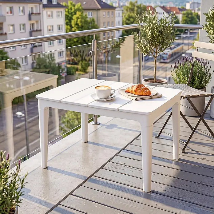 Outsunny Garten-Loungetisch - L x B x H: 70 x 53 x 39 cm, Kunststoff, Weiß