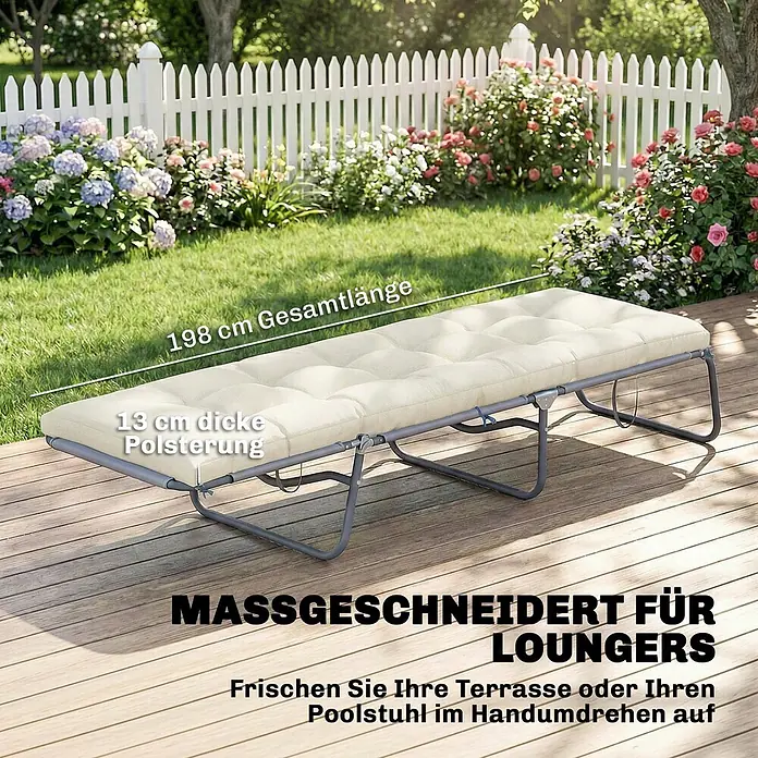 Outsunny Sitzauflage - Gartenbank, Hollywoodschaukel, Sonnenliege, 1 Stk., L x B x H: 65 x 198 x 13 cm, 100% Polyester, Beige