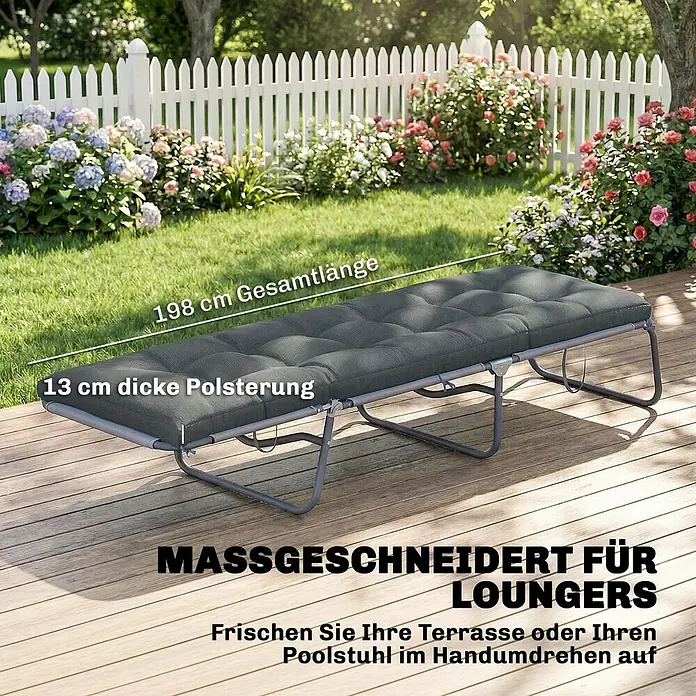 Outsunny Sitzauflage - Bank, Hollywoodschaukel, Sonnenliege, 1 Stk., L x B x H: 65 x 198 x 13 cm, 100% Polyester, Dunkelgrau