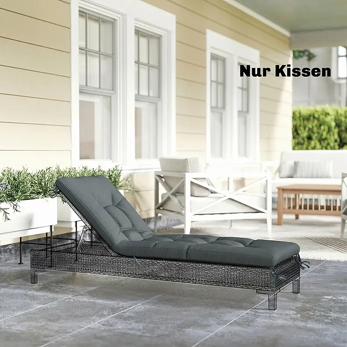 Outsunny Sitzauflage - Bank, Hollywoodschaukel, Sonnenliege, 1 Stk., L x B x H: 65 x 198 x 13 cm, 100% Polyester, Dunkelgrau