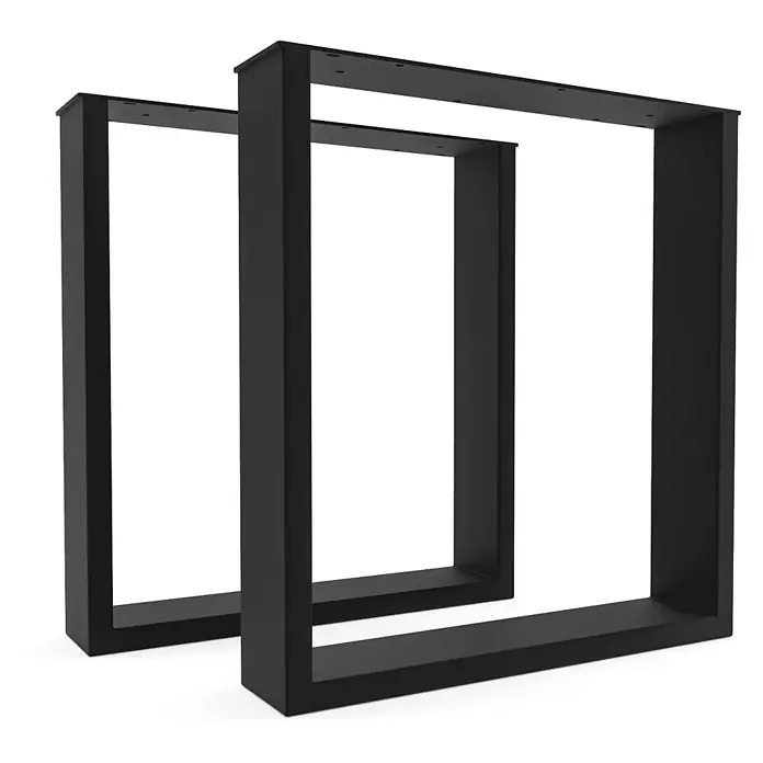 HEVVA Tischgestell BASEL - L x B x H: 40 x 8 x 43 cm, Metall - Zwei schwarze Tischbeine aus Metall, als robuste rechteckige Rahmen konzipiert.