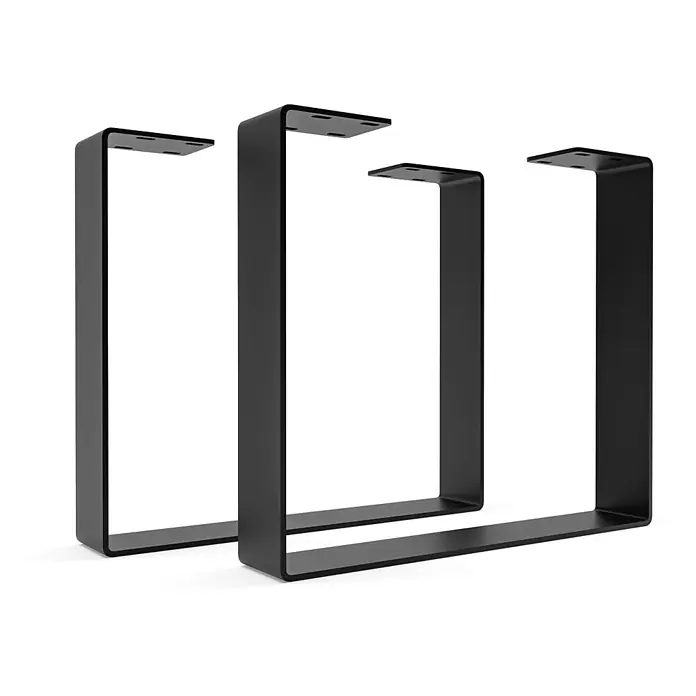 HEVVA Tischgestell TURIN - L x B x H: 50 x 7 x 43 cm, Metall - Zwei schwarze U-förmige Tischbeine aus Metall mit vorgebohrten Montageplatten.