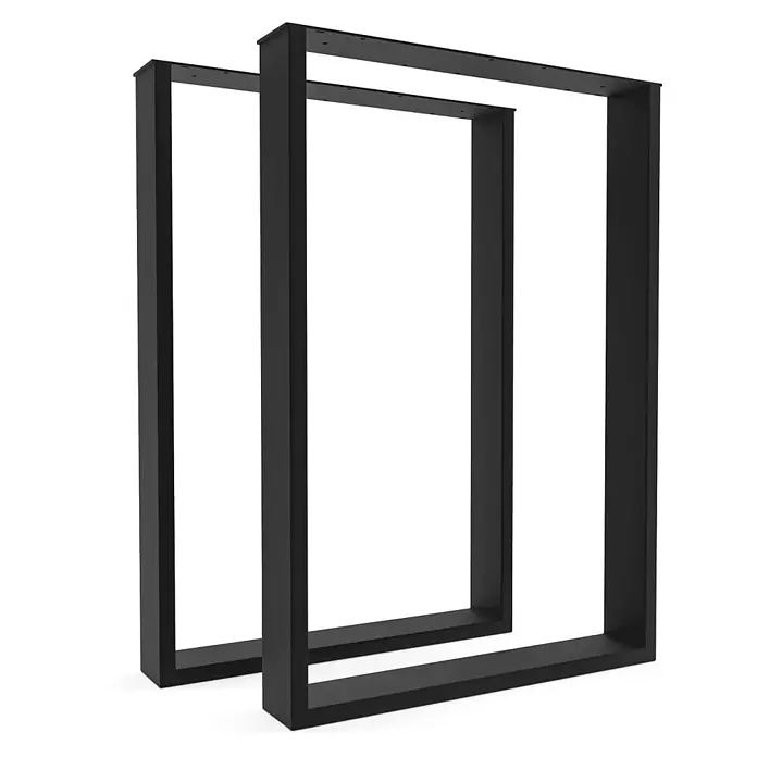 HEVVA Tischgestell BASEL - L x B x H: 50 x 8 x 72 cm, Metall - Zwei schwarze U-förmige Metall-Tischbeine mit vorgebohrten Löchern zur Montage.