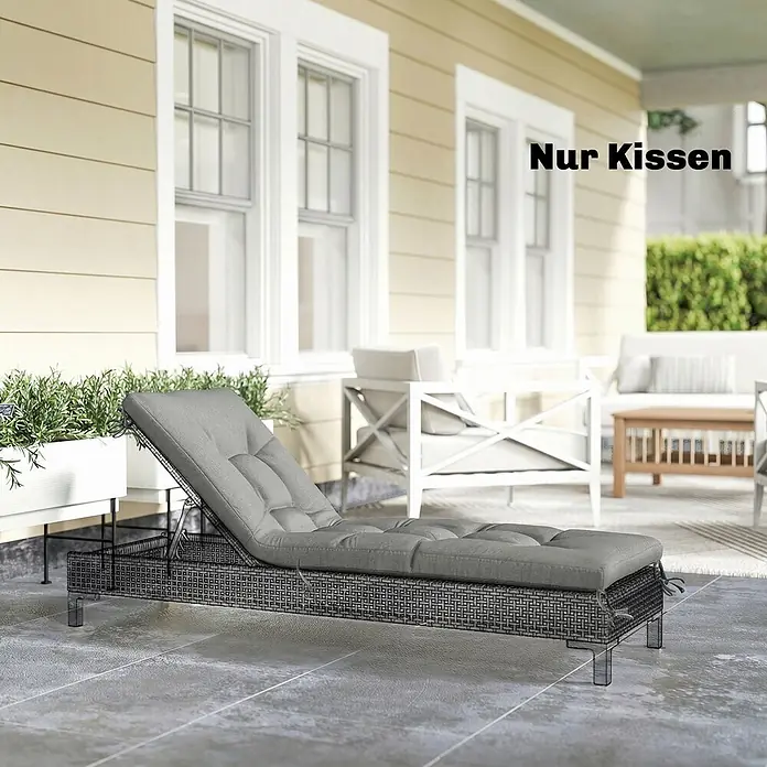Outsunny Sitzauflage - Bank, Hollywoodschaukel, Sonnenliege, 1 Stk., L x B x H: 65 x 198 x 13 cm, 100% Polyester, Hellgrau