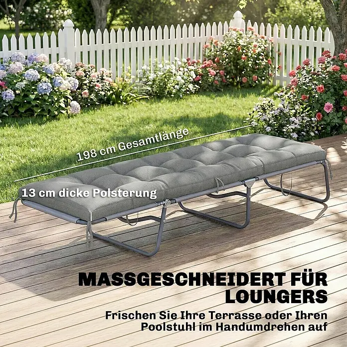 Outsunny Sitzauflage - Bank, Hollywoodschaukel, Sonnenliege, 1 Stk., L x B x H: 65 x 198 x 13 cm, 100% Polyester, Hellgrau