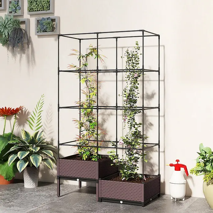 Outsunny Hochbeet - 100 x 50 x 174 cm, Stahl, Schwarz