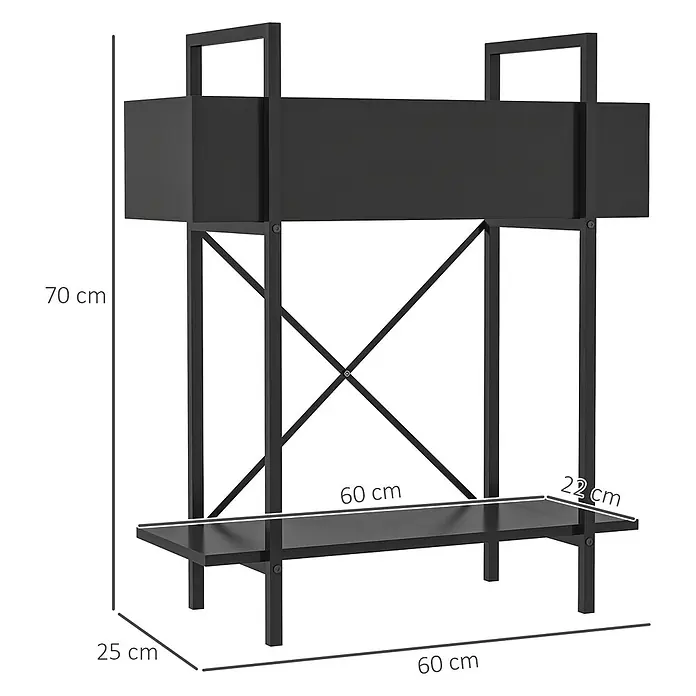 Outsunny Hochbeet - 60 x 25 x 70 cm, Metall, Schwarz