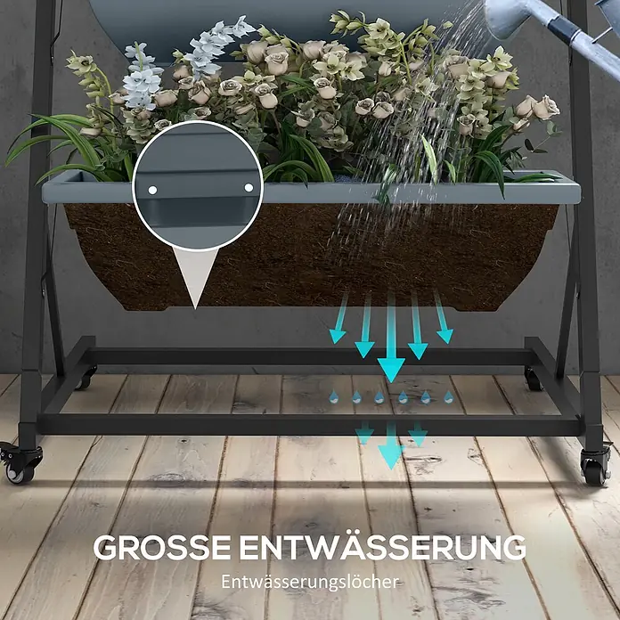 Outsunny Hochbeet Pflanzentreppe - 65 x 67 x 145 cm, Stahl, Grau