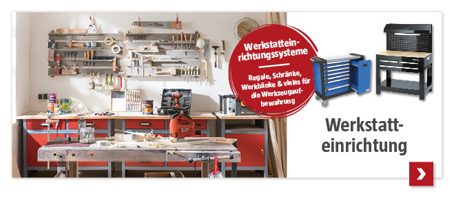 Werkstatt mit Werkbank und Werkzeugen