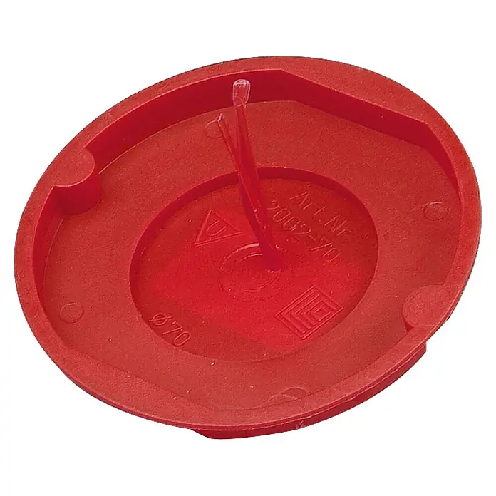 Signaldeckel Klein - Durchmesser: 60 mm, Kunststoff, 1 Stk. - Roter Gummiverschlussdeckel mit transparentem Dorn, ideal zum Abdichten und Schützen von Öffnungen. Robustes und langlebiges Material.