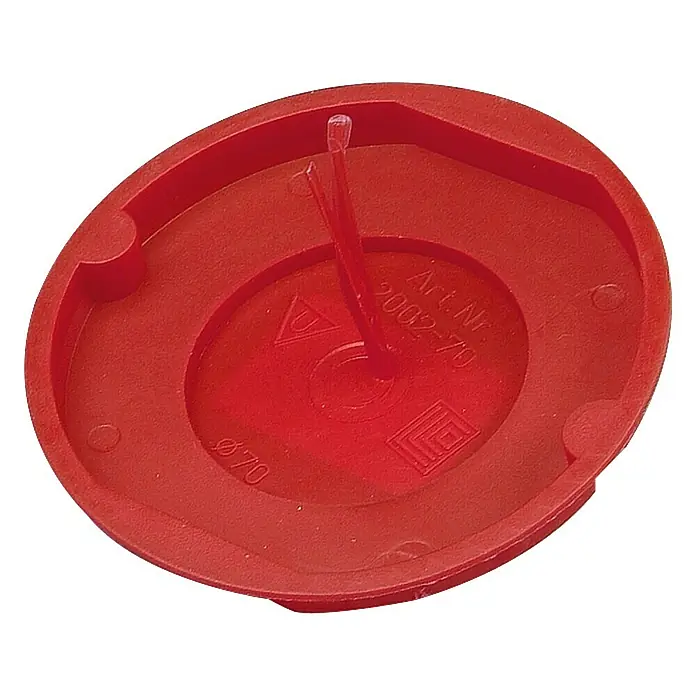 Signaldeckel Klein - Durchmesser: 60 mm, Kunststoff, 1 Stk. - Roter Gummiverschlussdeckel mit transparentem Dorn, ideal zum Abdichten und Schützen von Öffnungen. Robustes und langlebiges Material.