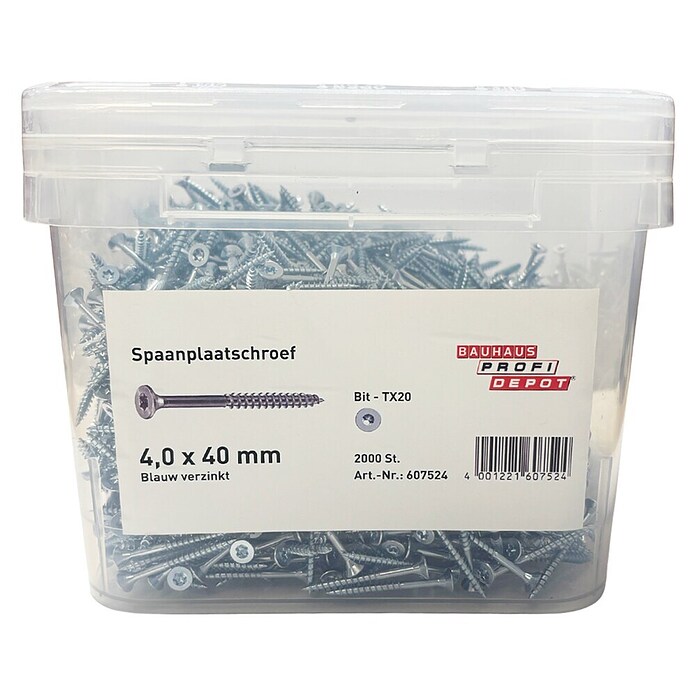 HSI Spaanplaatschroef (4 x 40 mm, Verzonken kop, TX voor TORX-aandrijving, 2.000 st.) | BAUHAUS