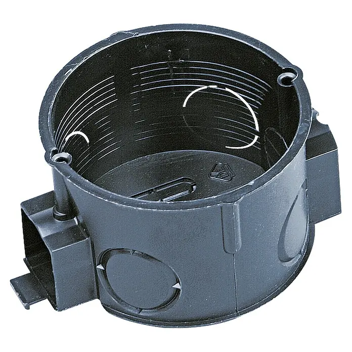 Kombischalterdose Normal - 60 x 41 mm, 1-fach, Schwarz, 1 Stk. - Schwarze runde Einbaudose für Elektroinstallationen, ideal für den Unterputzeinbau und zur sicheren Verbindung von Kabeln und Leitungen.