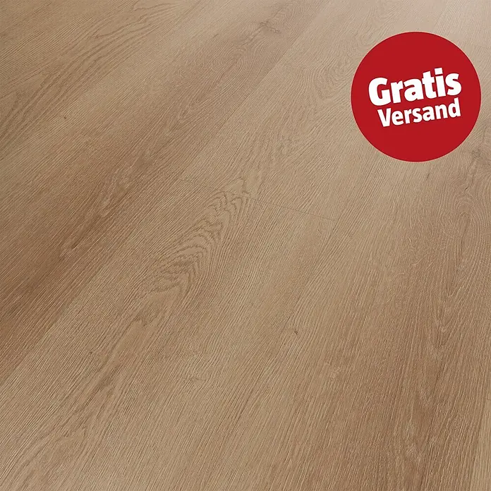 b!design Vinylboden SPC - Eiche Andermatt, 1.220 x 230 x 4,8 mm - Heller Laminatboden mit detaillierter Holzmaserung.
