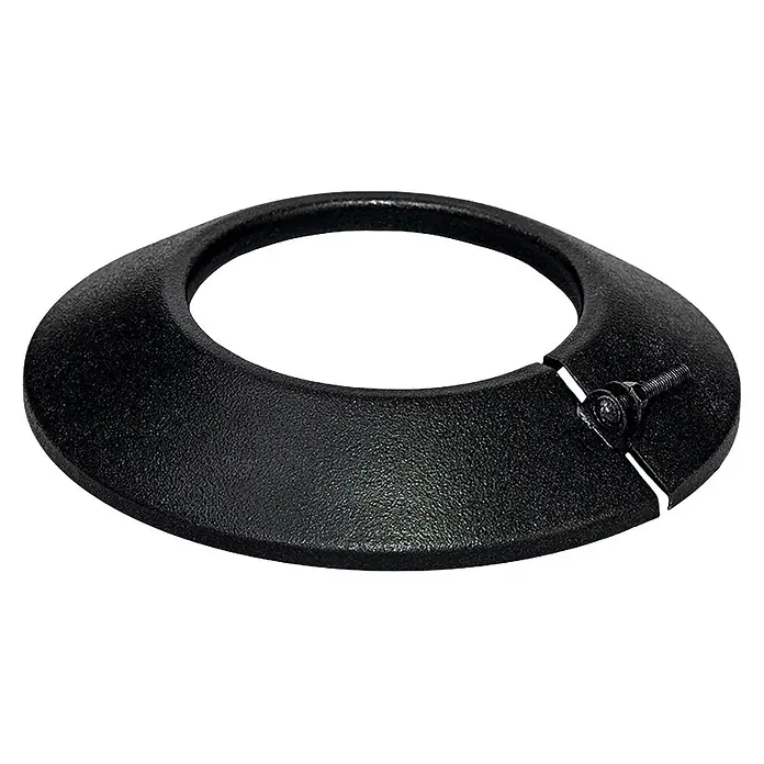 Tubo para estufa en kit - Diámetro: 80 mm, Negro, 7 ud. - Anillo de sujeción negro texturizado con centro abierto y mecanismo de tornillo lateral para fijación segura.