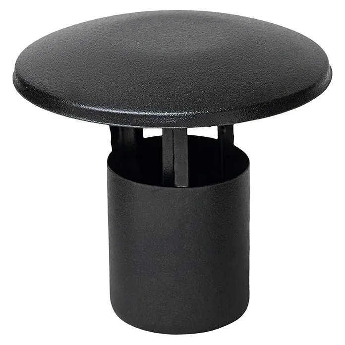Tubo para estufa en kit - Diámetro: 80 mm, Negro, 7 ud. - Lámpara de suelo exterior o tapa de estaca redonda texturizada negra con base cilíndrica.