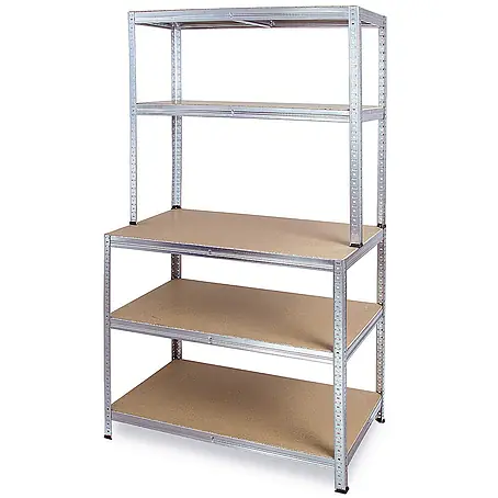BRB Arbeitstisch/Packstation mit Aufbau BxTxH 1000x600x1800 mm, Tragkraft pro Boden 265 kg, glanzverzinkt