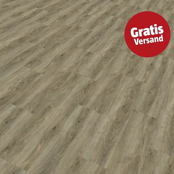 Vinylboden Rigid - Eiche Toronto, Landhausdiele, 1.220 x 229 x 4 mm - Holzoptikboden in hellem Beige-Grau mit natürlicher Maserung.