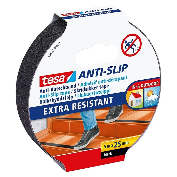 Tesa Antirutschband (Schwarz, 5 m x 25 mm)