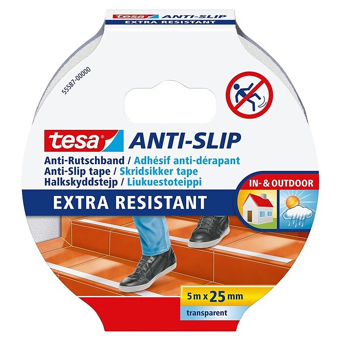Tesa Antirutschband (Transparent/Weiß, 5 m x 25 mm)