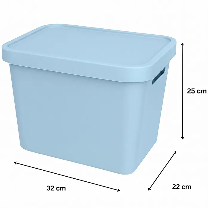 Plastard Aufbewahrungsbox-Set 4er-Set 12,5 Liter in Blau mit Deckel – Stapelboxen, Lagerboxen - L x B x H: 32 x 22 x 24 cm, Kunststoff, Blau, 4 Stk. - Hellblaue Aufbewahrungsbox aus Kunststoff mit Deckel und Griffen. Maße: 32x22x25 cm (LxBxH).