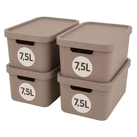 Plastard  Aufbewahrungsbox-Set 4er-Set 7,5 Liter in Pink mit Deckel – Stapelboxen, Lagerboxen
