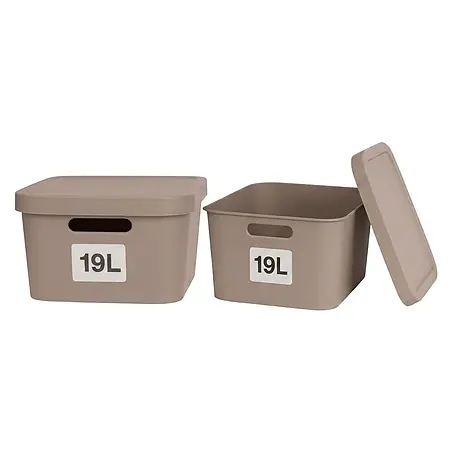 Plastard  Aufbewahrungsbox-Set 2er-Set 19 Liter in Pink mit Deckel – Stapelboxen, Lagerboxen