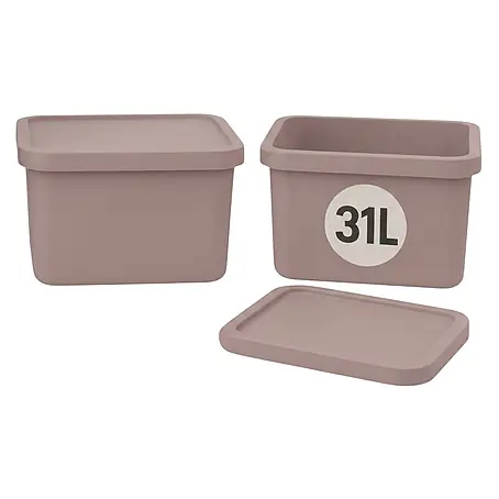 Plastard  Aufbewahrungsbox-Set 2er-Set 31 Liter in Pink mit Deckel – Stapelboxen, Lagerboxen