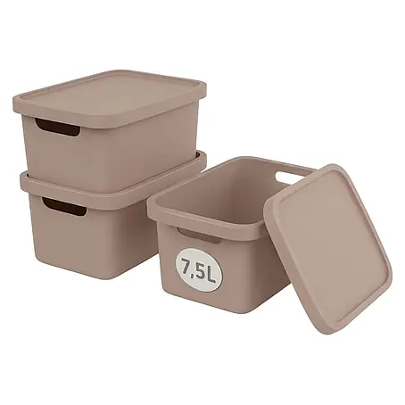 Plastard  Aufbewahrungsbox-Set 3er-Set 7,5 Liter in Pink mit Deckel – Stapelboxen, Lagerboxen