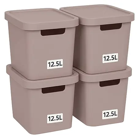 Plastard  Aufbewahrungsbox-Set 4er-Set 12,5 Liter in Pink mit Deckel – Stapelboxen, Lagerboxen