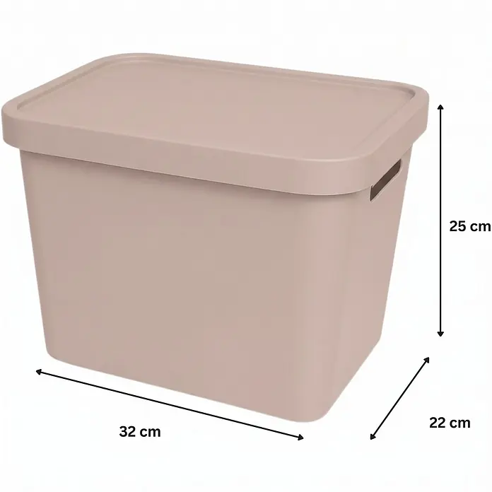Plastard Aufbewahrungsbox-Set 4er-Set 12,5 Liter in Pink mit Deckel – Stapelboxen, Lagerboxen - L x B x H: 32 x 22 x 24 cm, Kunststoff, Pink, 4 Stk. - Hellbraune Kunststoff-Aufbewahrungsbox mit Deckel und integrierten Griffen, 32x22x25 cm, zur effizienten Organisation.