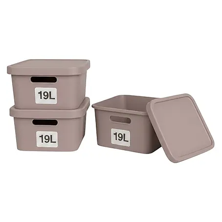 Plastard  Aufbewahrungsbox-Set 3er-Set 19 Liter in Pink mit Deckel – Stapelboxen, Lagerboxen